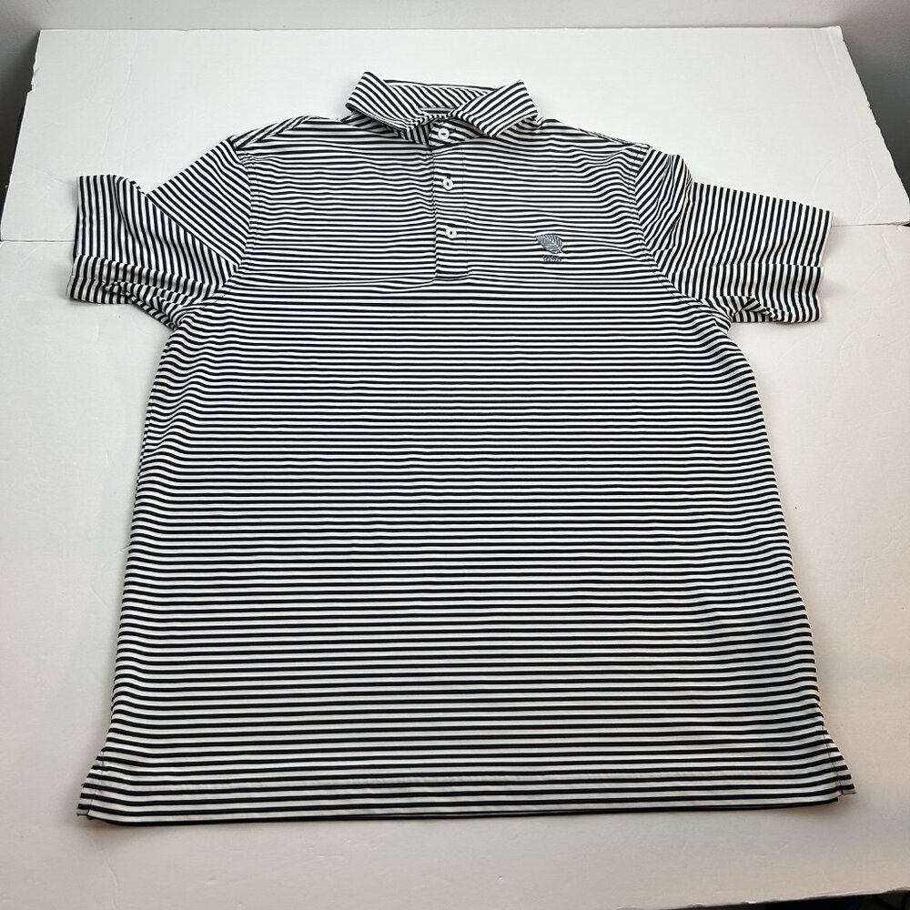 Vineyard Vines Shirt Mens Medium Short Sleeve Polo Performance Striped 1898 Leaf - Picture 10 of 10